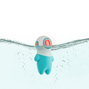 Underwater product photography of children's bath toy.