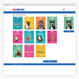 Pet photography on PetSmart giftcards website purchase