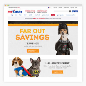 PetSmart Halloween display on website homepage